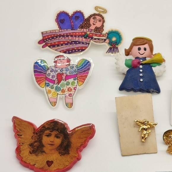 Vtg bulk Lot of 33 resellers Angel cupid Cherub pinback pin lapel brooch - Picture 3 of 12
